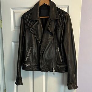 All Saints Quilted Black Leather Jacket. NWOT